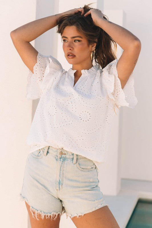 Aspyn Ruffle Short Sleeve Blouse