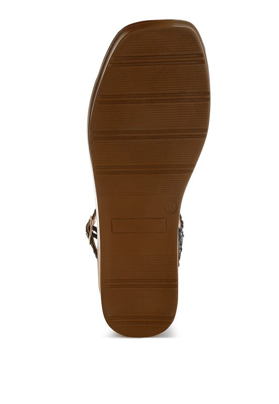 Sephone Woven Square Toe Wedges