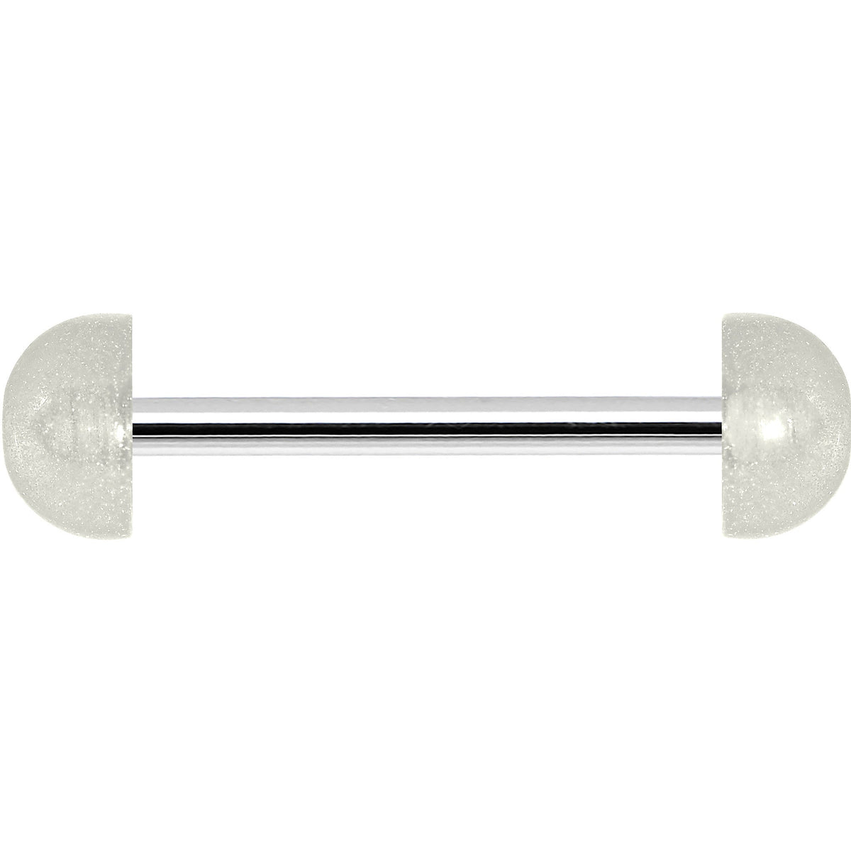 White Acrylic Half Ball Pixie Dust Barbell Tongue Ring