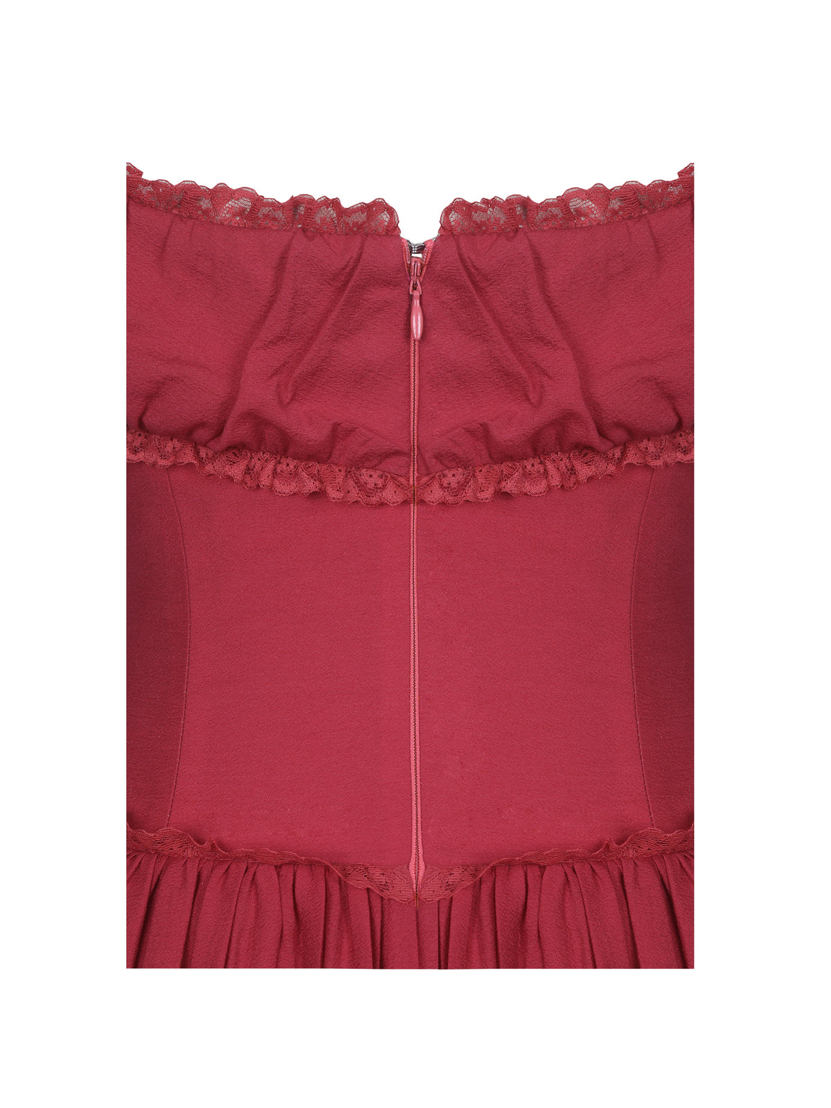 Xavy Crimson Off-Shoulder Corset Midi Dress