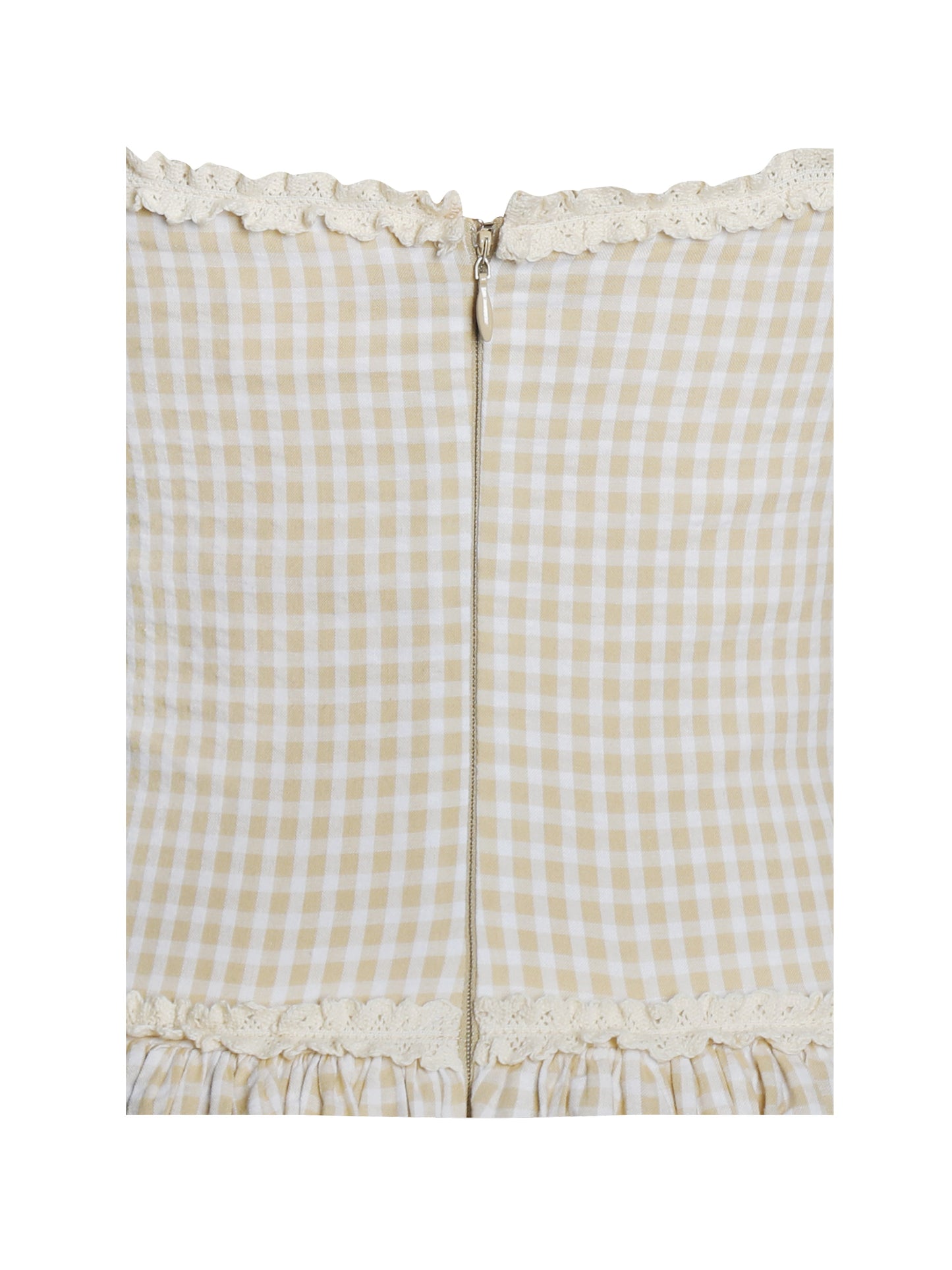 Idella Yellow Gingham U Neck Midi Dress