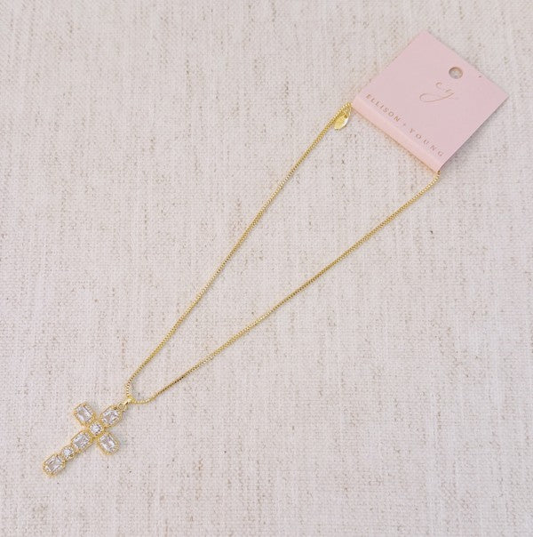 Vintage Sparkle Cross Pendant Necklace