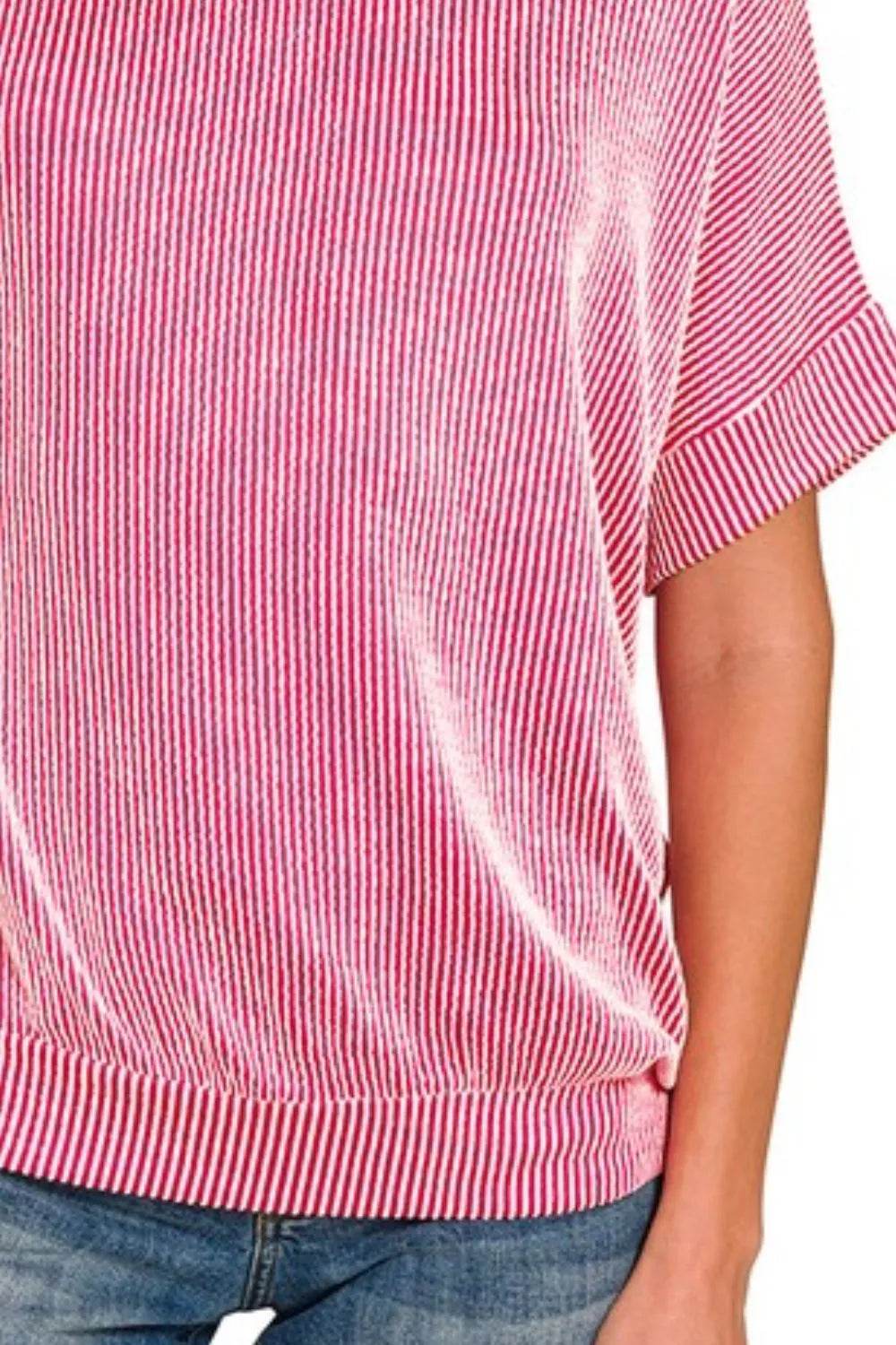 Zenana Corded Rib Short Sleeve T-Shirt