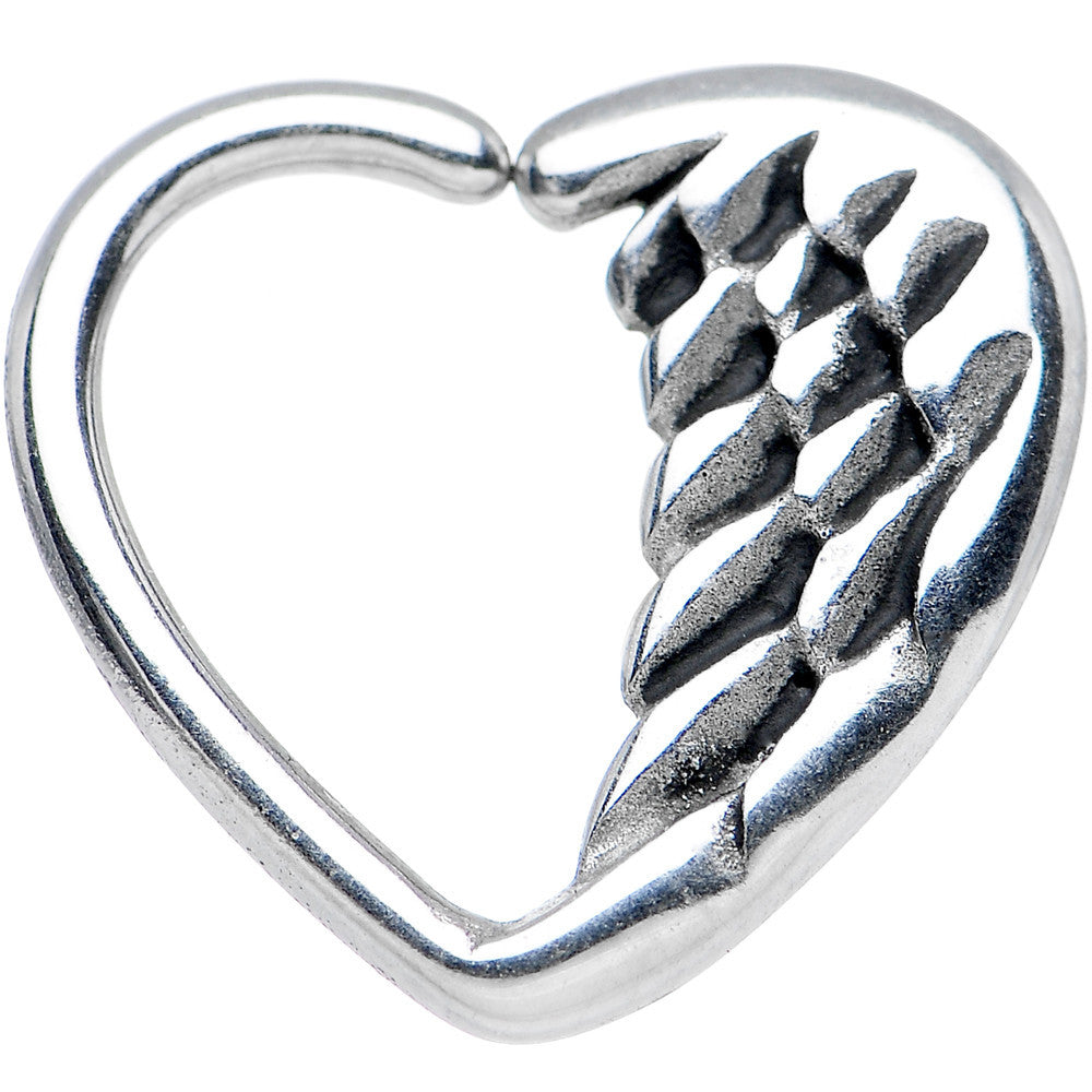 16G 3/8 Angel Wing Heart Closure Daith Cartilage Tragus Earring