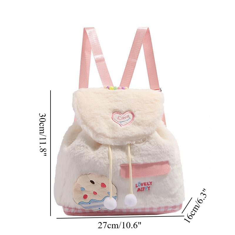 Autumn and winter fluffy backpack purse mini, fashionable female sweet plush backpack small, versatile student bag, toddler purse
