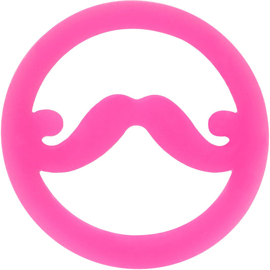 7/8 Pink Silicone Dapper Mustache Tunnel Plug