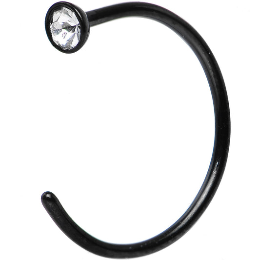 20G 3/8 Clear Gem Black Anodized Titanium Nose Hoop