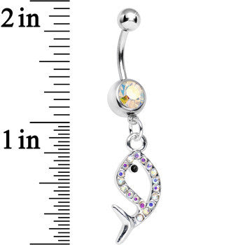 Aurora Gem Companion of Neptune Fish Dangle Belly Ring