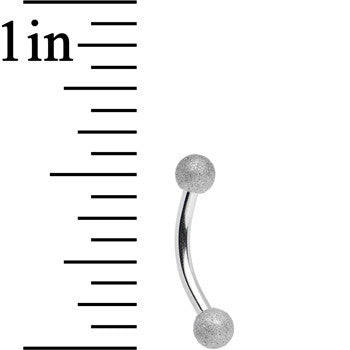 16G 5/16 Silver Sandblasted Steel Curved Eyebrow Ring 3mm Ball