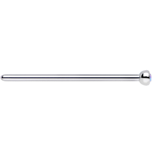 18G 3/4 Aurora CZ Steel Straight Fishtail Nose Ring 2.5mm