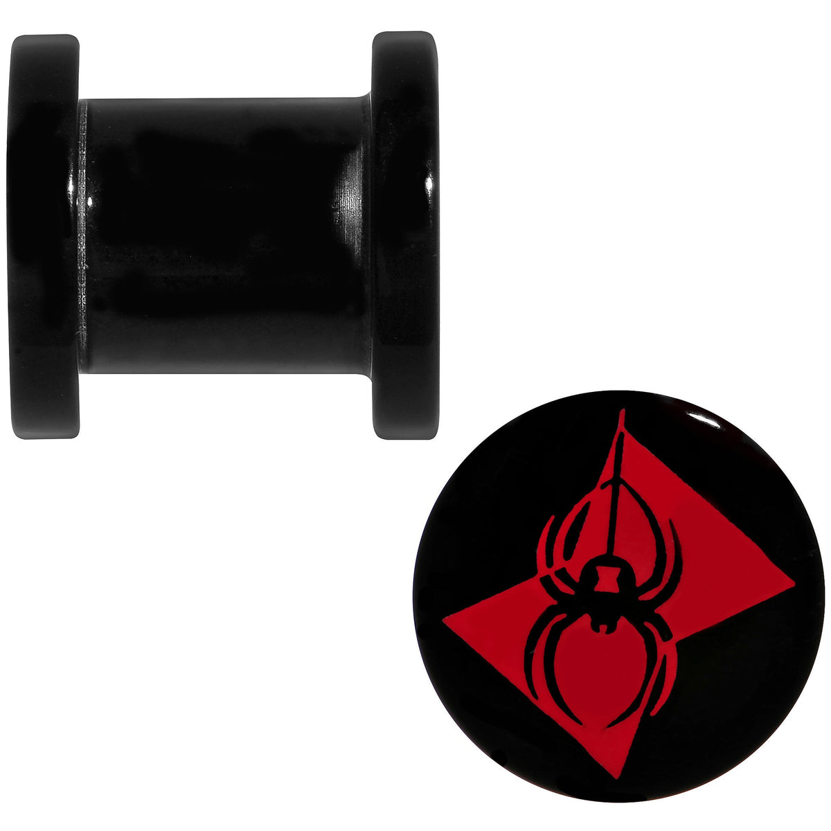 0G Black Acrylic Licensed Black Widow Logo Screw Fit Plug Set