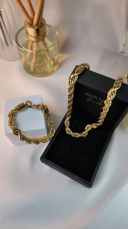 18K Gold Plated Chunky Twisted Verona Bracelet