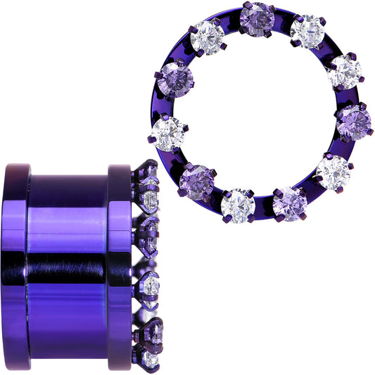 3/4 Purple Titanium Tunnels with Removable Dermal Tops
