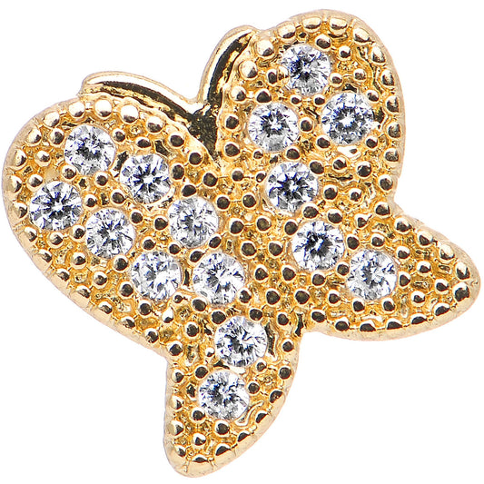 16G Gold Anodized Stainless Steel CZ Butterfly Tragus Earring