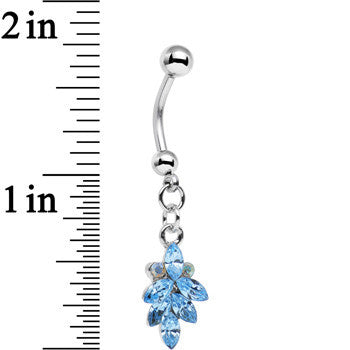 Aqua and Aurora Gem Geometric Octadic Dangle Belly Ring