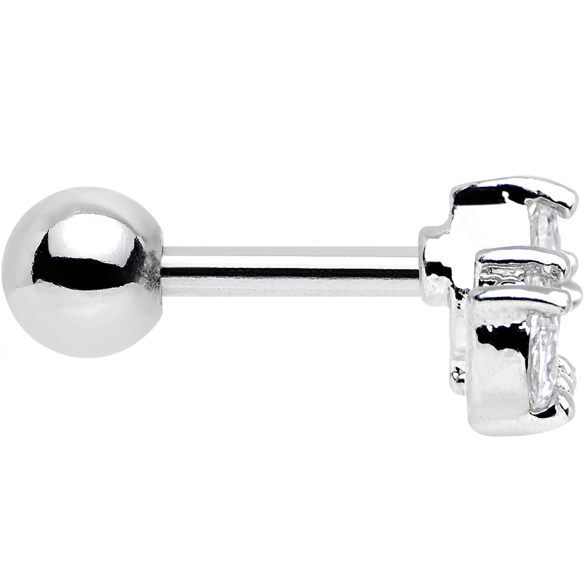 16G 1/4 Stainless Steel Clear CZ Cartilage Earring