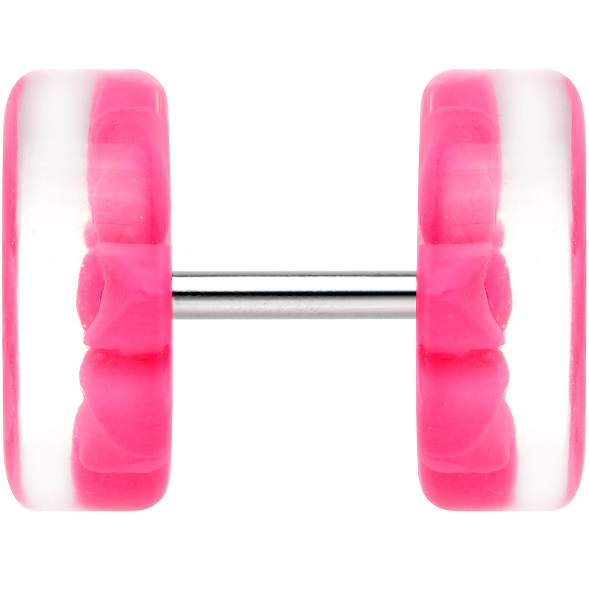 Acrylic Pretty Pink Flower Inlay Cheater Plug