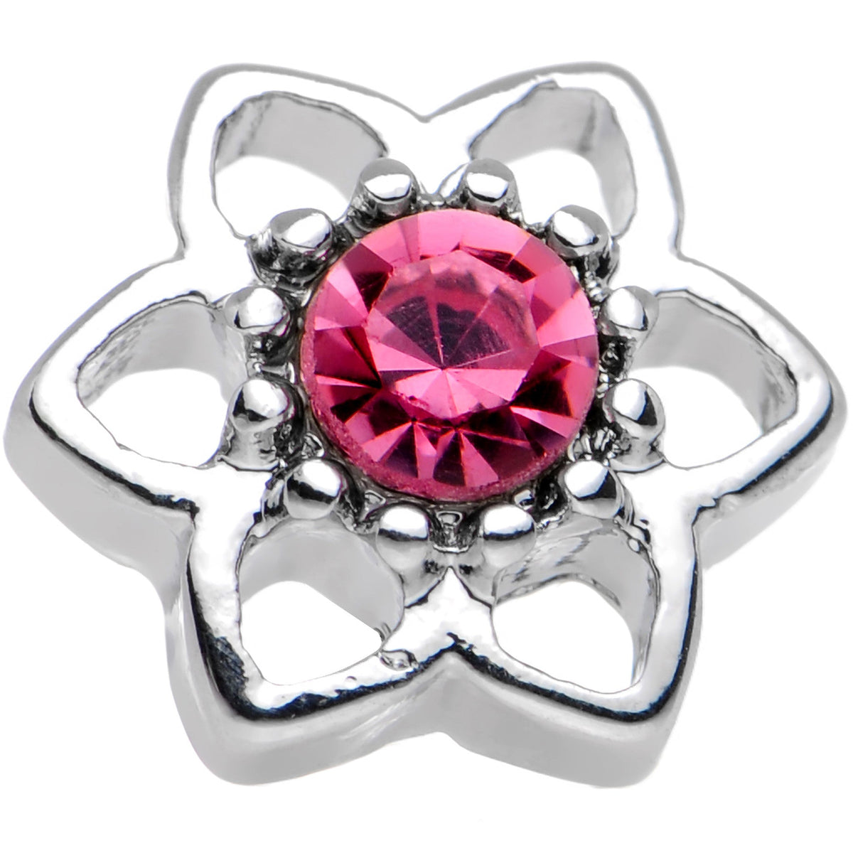 16G 7mm Pink Gem Petaled Flower Cartilage Earring