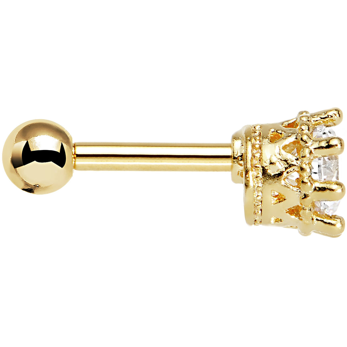 14k Gold Plated Clear CZ Classic Prong Tragus Cartilage Earring 1/4