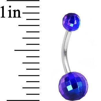 Dark Blue Acrylic Big Bottom Disco Ball Basic Belly Ring