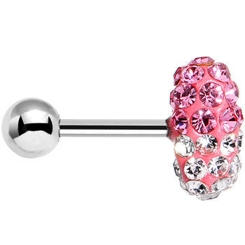16G 1/4 Pink and Clear Gem Paved Pink Tragus Cartilage Earring