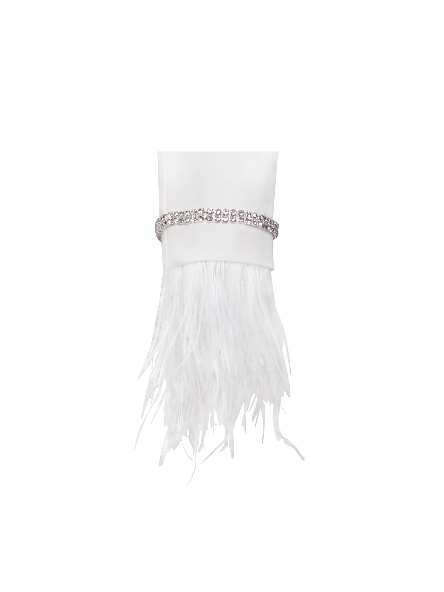 Quilla White Feather Crystal Sleeve Backless Blazer Dress