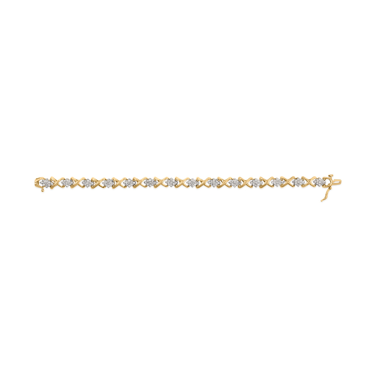 10k Yellow Gold Plated .925 Sterling Silver 2.00 Cttw Round-Cut Diamond Link 7" Bracelet (H-I Color, I2-I3 Clarity)