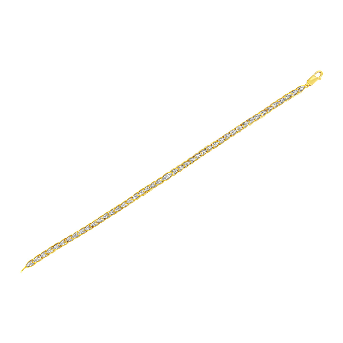 10K Yellow Gold Plated .925 Sterling Silver 1 cttw Prong-Set Diamond Pear Shape Link Bracelet (I-J Color, I1-I2 Clarity) - 7.25"