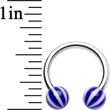 14G 7/16 Indigo Blue White Acrylic Horseshoe Circular Barbell