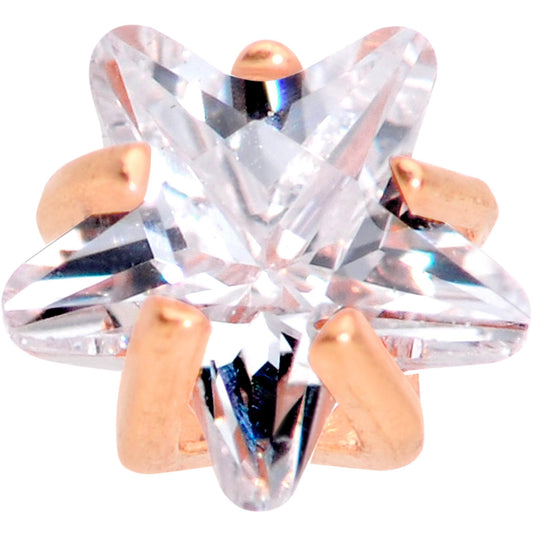 5/16 Clear Star CZ Gem Rose Gold PVD Internally Threaded Labret Monroe