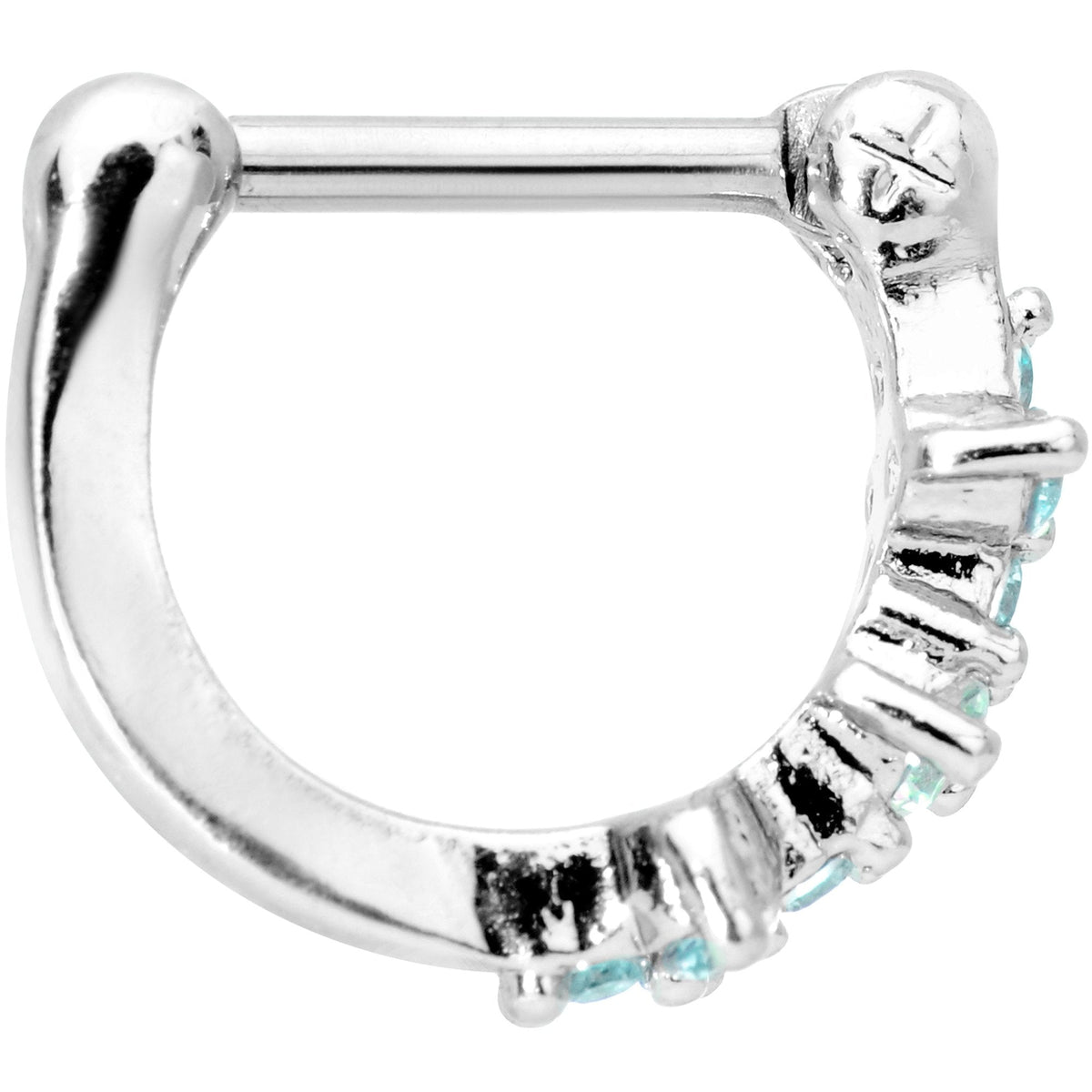 16G 5/16 Aqua Gem Sparkle Hinged Cartilage Clicker
