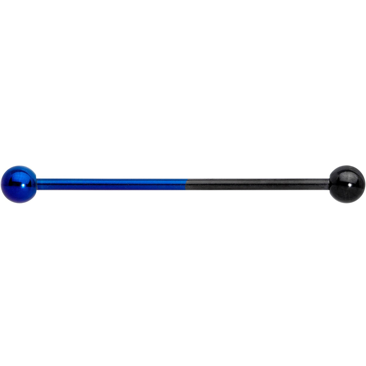 14G Black and Blue Two Tone Industrial Barbell 38mm