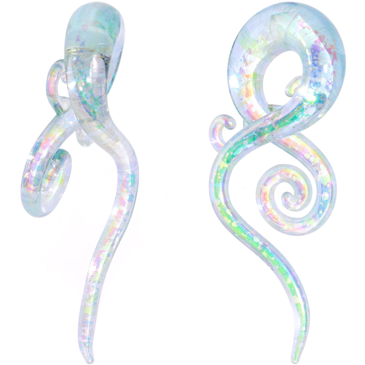 7/16 White Glass Shimmer Swirl Twirl Spiral Taper Set