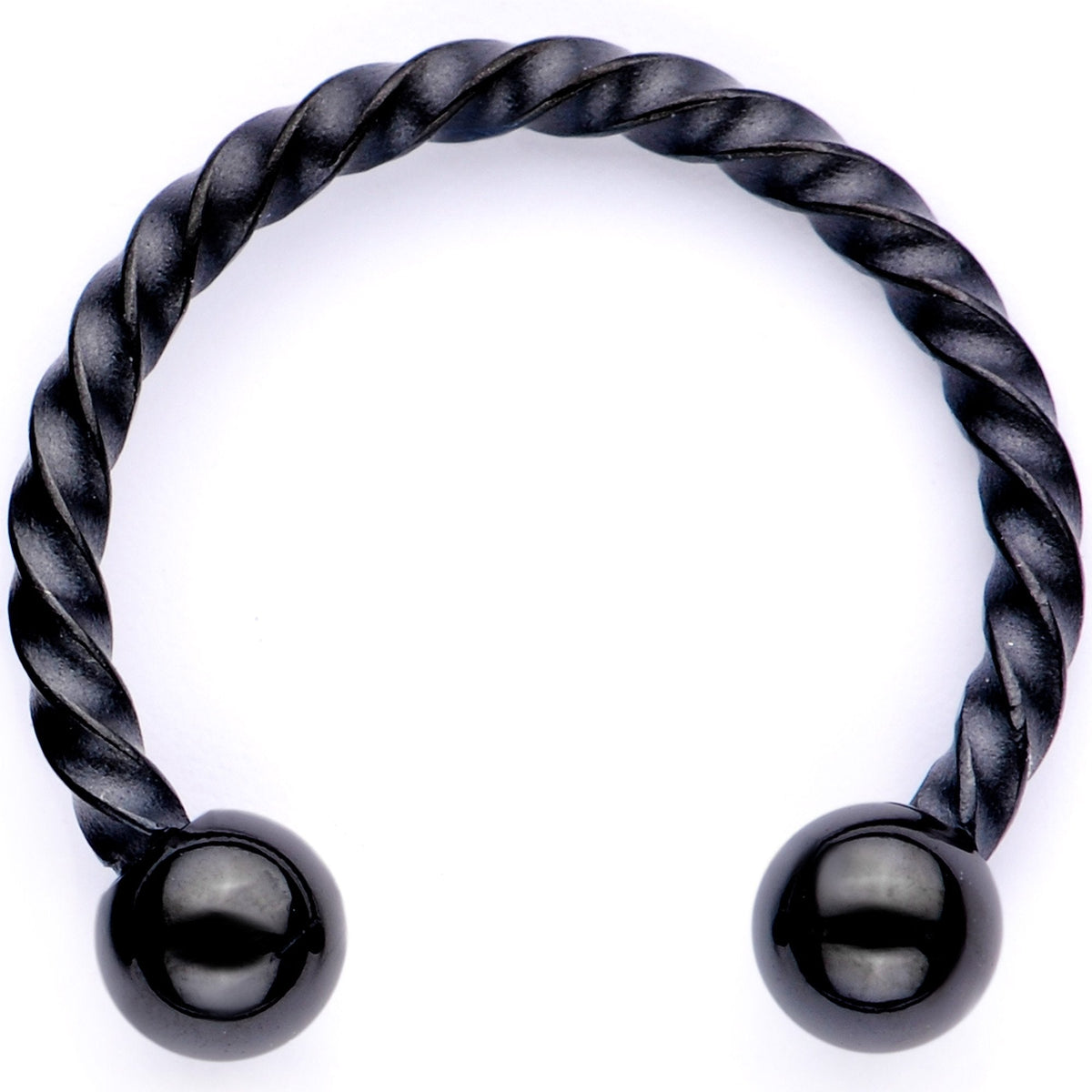 16G Teal Faux Opal Black Anodized Twisted Horseshoe Clip On Fake Septum Ring Set