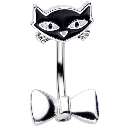 Curious Bow Tie Kitty Cat Double Mount Belly Ring