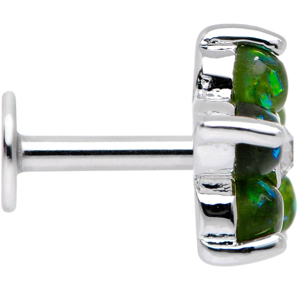16G 1/4 Green Faux Opal CZ Flower Cartilage Tragus