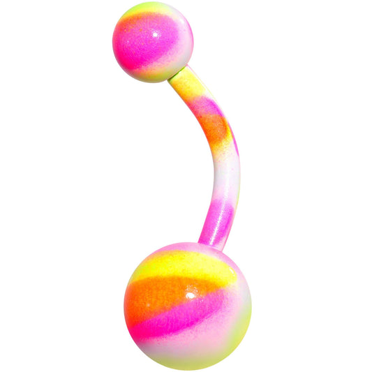 Pink Yellow Cool Camouflage Belly Ring