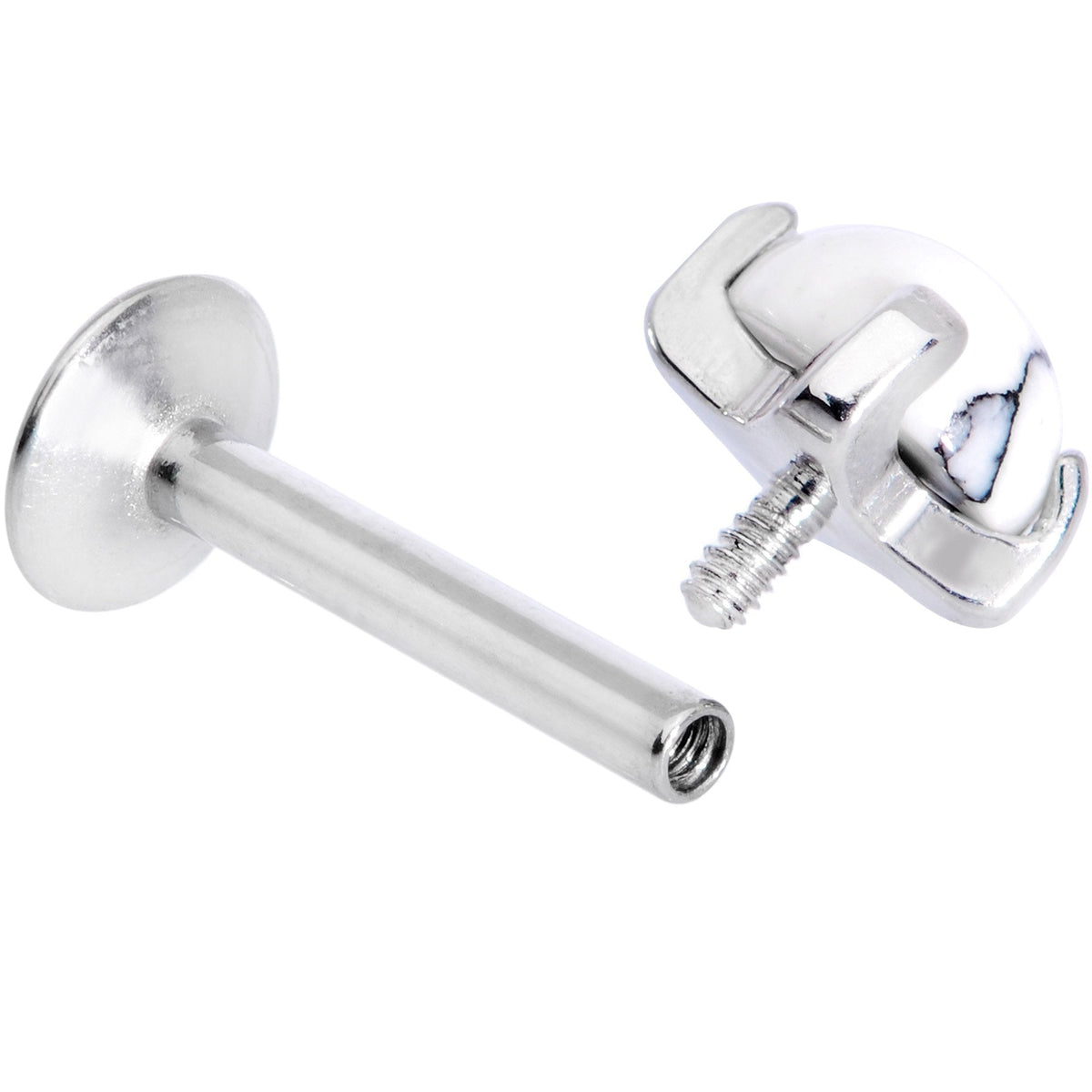 16G 5/16 White Howlite Internally Threaded Labret Monroe Tragus