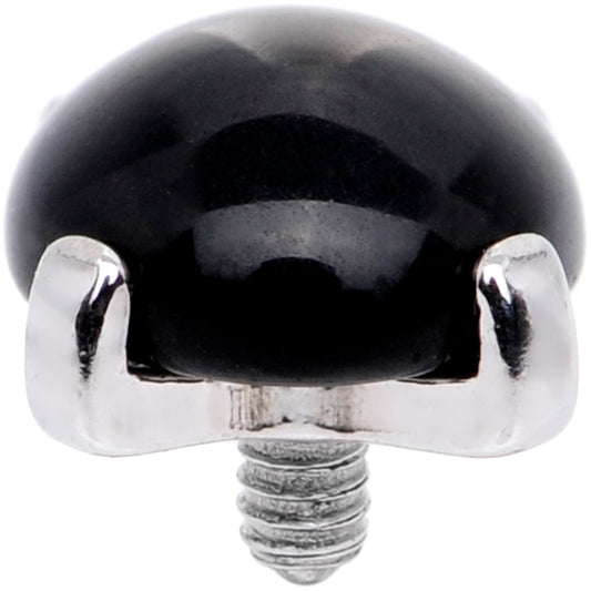 14G Natural Black Agate Externally Threaded Dermal Anchor Top