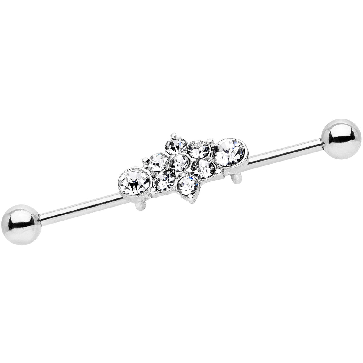 14G Clear Gem Floral Cluster Industrial Barbell 38mm