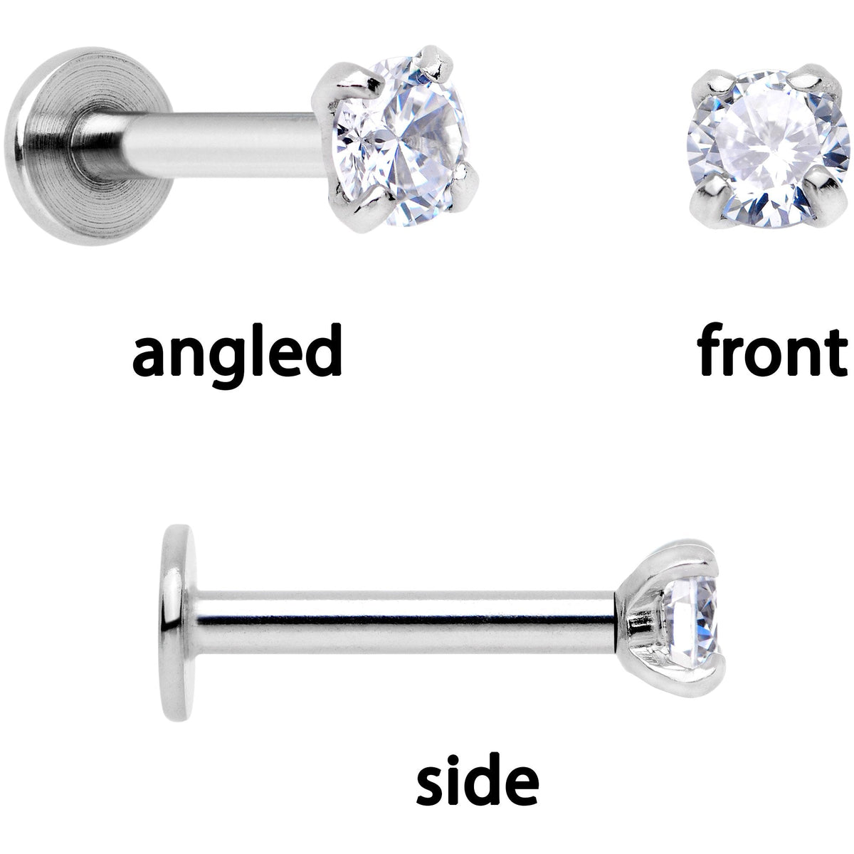 16G 1/4 Clear Gem Gold Tone Butterfly Cartilage Tragus Set of 3