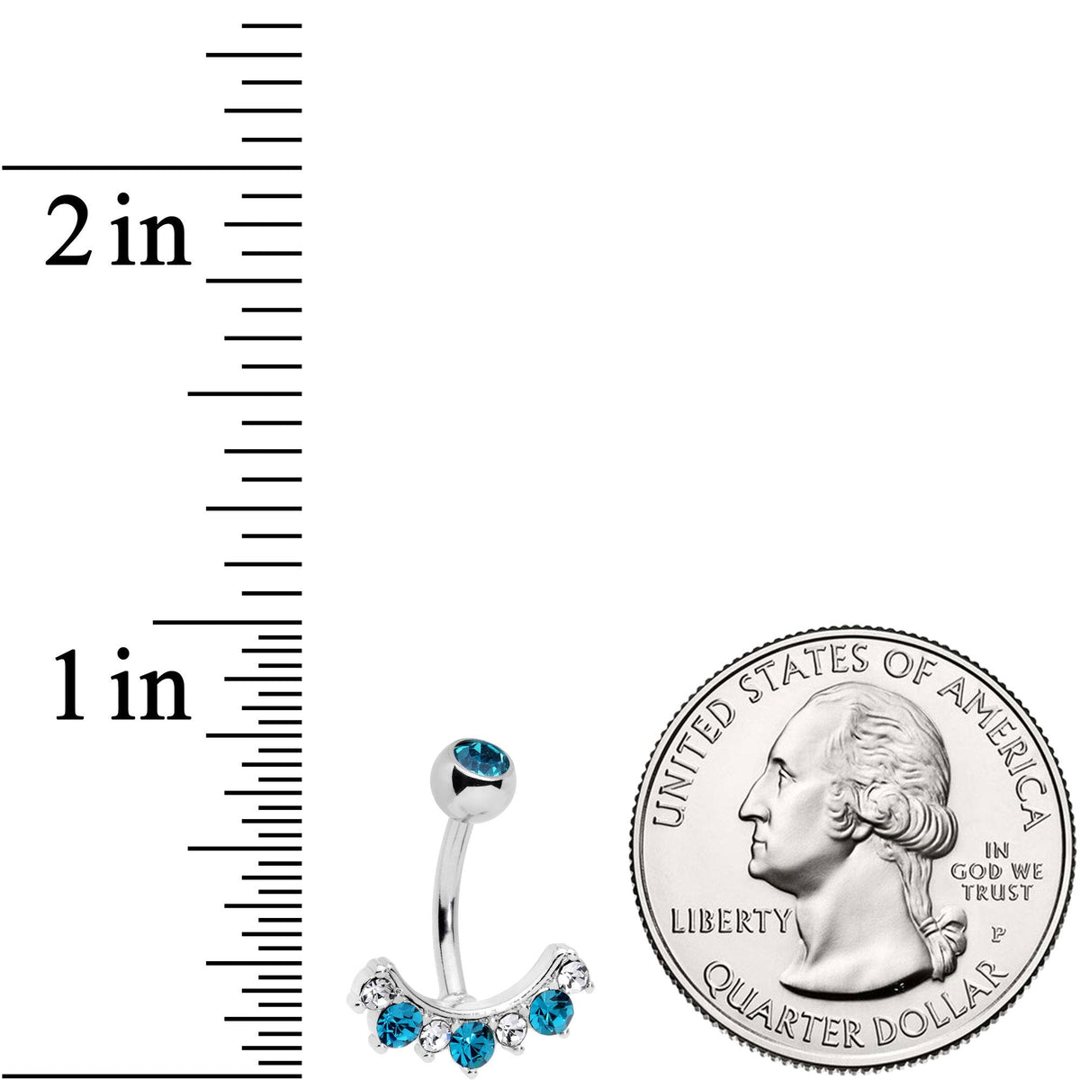 Aqua Clear CZ Gem Wave Of Glamour Belly Ring