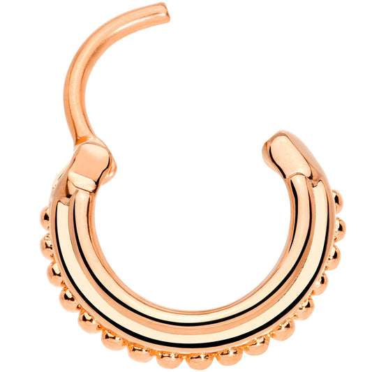 16G 3/8 Rose Gold Tone Delicate Details Hinged Septum Ring