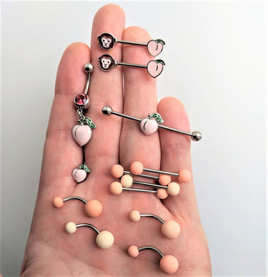14G Sweet Sweet Pink Peach Industrial Barbell 38mm