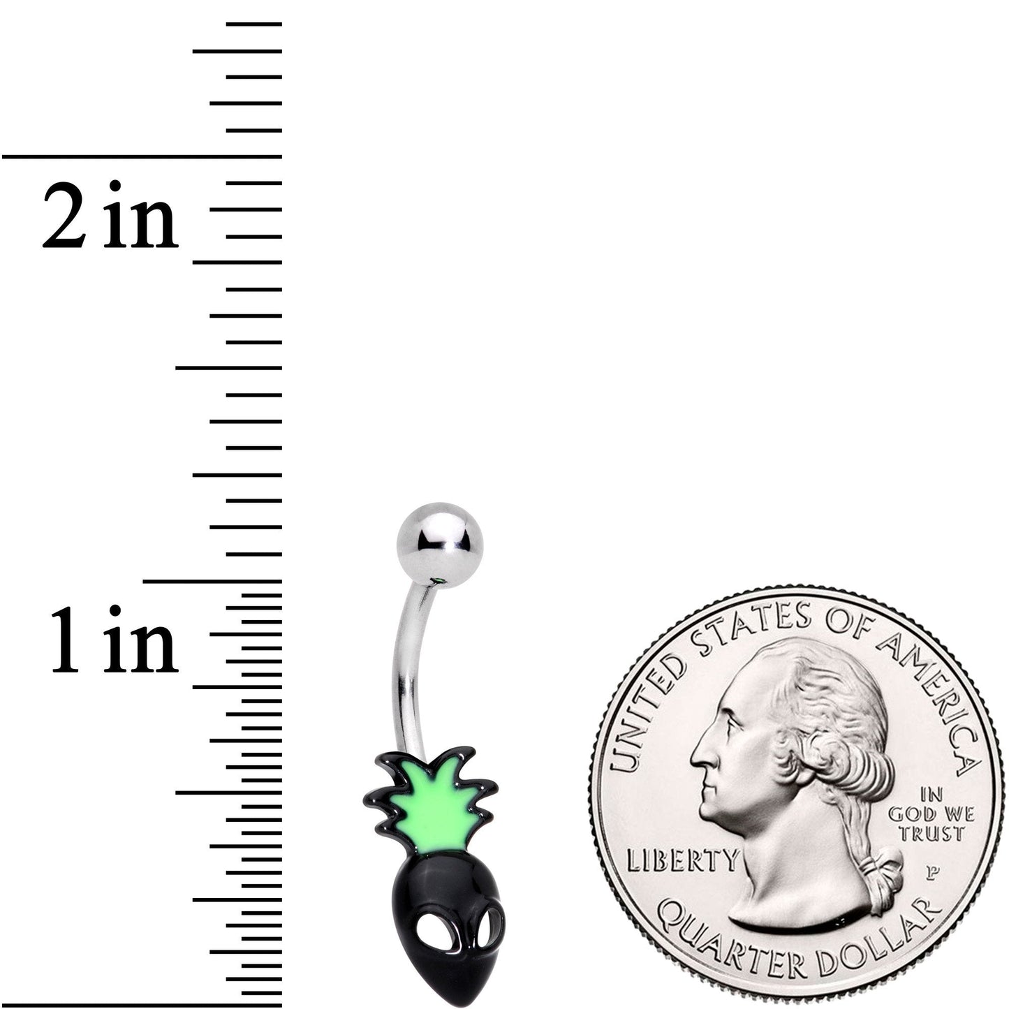 Green Black Sneaky Pineapple Alien Belly Ring