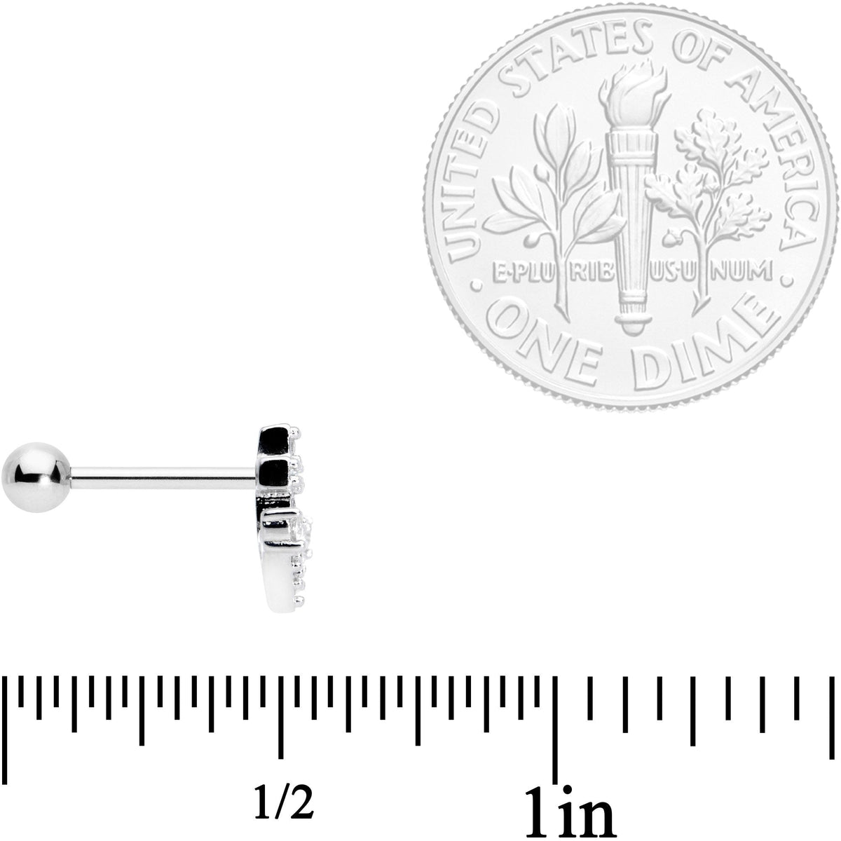 18G 5/16 Clear CZ Gem Nautical Anchor Cartilage Tragus Earring