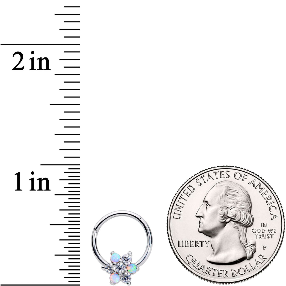 16G 3/8 White Synthetic Opal Snow Star Hinged Segment Ring