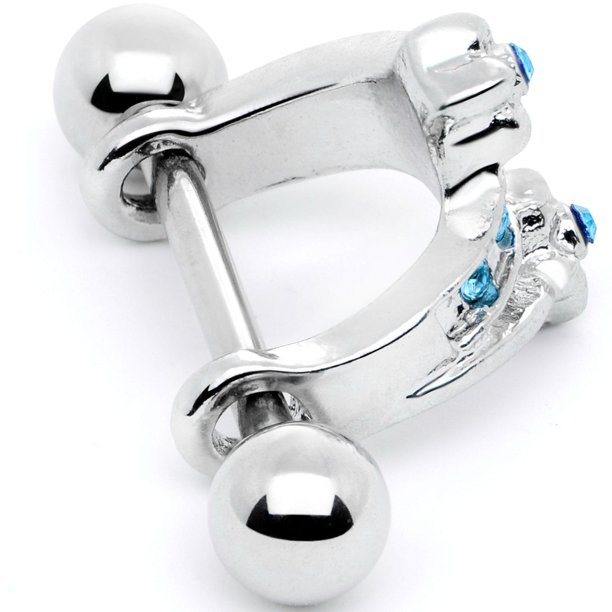 16G 1/2 Blue Gem Cross Crown Cartilage Cuff
