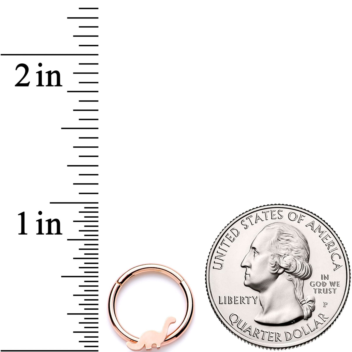 16G 3/8 Rose Gold Tone Tiny Dinosaur Hinged Segment Ring