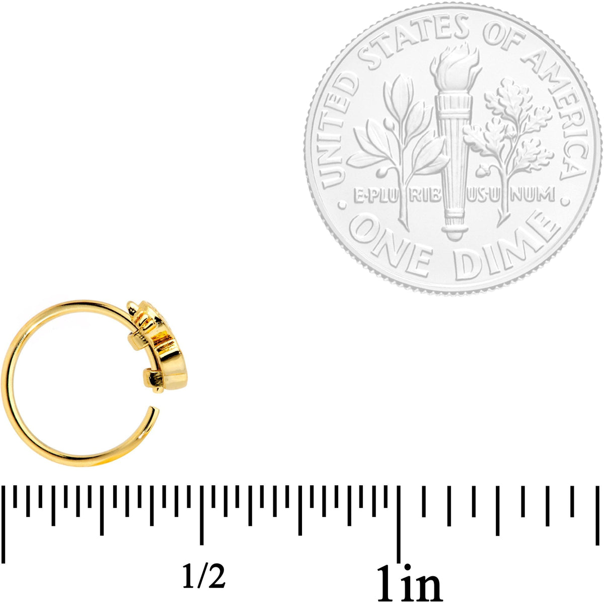 20G 5/16 Clear Black Gem Gold Tone Glamour Cat Nose Hoop